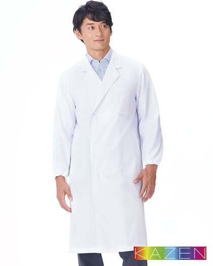 KAZEN 115-30 メンズ診察衣ダブル型長袖 3220円｜医療白衣のメディコレ！